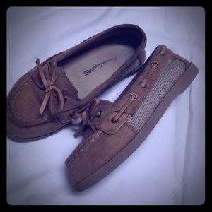 Girls Tan Loafers Boat Shoes 10